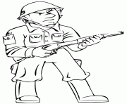 Coloriage soldat avec fusil et combinaison camouflage dessin