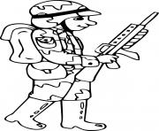 Coloriage soldat de guerre dans la foret dessin
