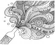 Coloriage Doodle motif floral en noir et blanc adulte dessin