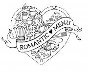 coeur repas menu romantique par Yvecourt dessin à colorier