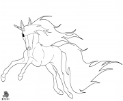 Coloriage licorne simple noir et blanc dessin