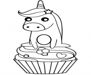 licorne sur un cupcake dessin à colorier