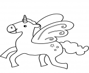 flying licorne dessin à colorier