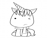 Coloriage kawaii licorne adorable clin doeil