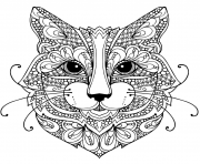 chat mandala zentangle difficile dessin à colorier