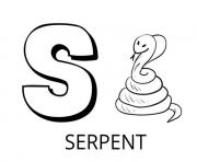 lettre s comme serpent dessin à colorier