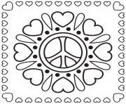 mandala paix peace amour et coeurs dessin à colorier