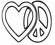 logo paix et amour peace and love dessin à colorier
