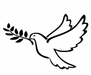 Coloriage oiseau de la paix avec branche olive dessin