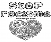 stop racisme adulte coeur mandala dessin à colorier