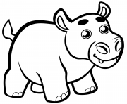 bebe hippopotame mignon dessin à colorier