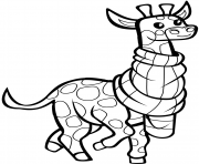 girafe avec foulard dessin à colorier