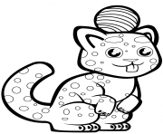 Coloriage Un guepard mignon dans un chapeau d'hiver dessin