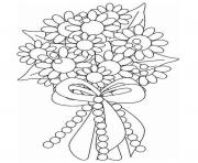 Coloriage bouquet de fleurs rose pour anniversaire dessin