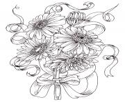 magnifique bouquet de fleurs marguerite dessin à colorier
