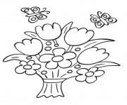 Coloriage bouquet de fleurs rose dessin