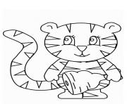 Coloriage cartoon cute tigre dessin