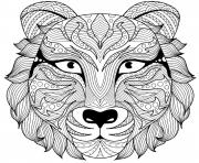 tete de tigre zentangle pour adulte dessin à colorier