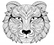 Coloriage magnifique tigre avec dents dans la savane dessin