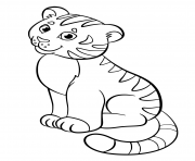 Coloriage tigre enfants facile maternelle dessin