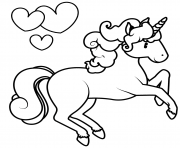 coeurs et licorne pour princesse alicorne dessin à colorier