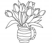 tulipes plantes herbacees dessin à colorier
