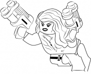 black widow en mode lego dessin à colorier
