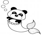 panda sirene mermaid dessin à colorier