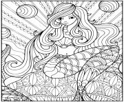 Coloriage sirene facile pour enfants avec pieuvre dessin