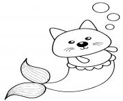 kitty sirene chat mignon dessin à colorier