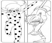 Marinette Ladybug et Adrien Chat Noir dessin à colorier