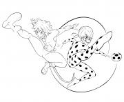 Coloriage Marinette Dupain-Cheng alias Ladybug et Adrien Agreste alias Chat Noir