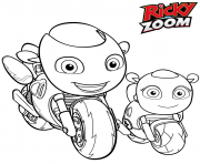Coloriage Ricky Zoom une moto rouge equipee de gadgets dessin