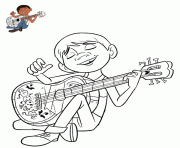 Coloriage miguel chante et joue de la musique avec sa guitare dessin