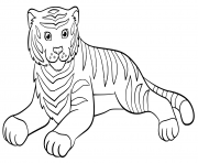 adorable tigre qui se repose dessin à colorier