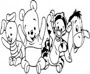 Coloriage winnie ourson et ses amis recoltent des bonbons dessin