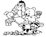 Coloriage winnie pooh se balade avec joie dessin