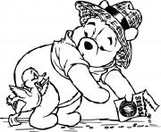 Coloriage winnie pooh se balade avec joie dessin