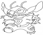 Coloriage stitch et lilo ecoute de la musique dessin