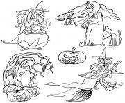 halloween cartoon sorcieres dessin à colorier
