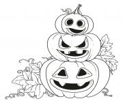 trois citrouilles emotions diverses halloween dessin à colorier