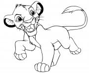 Simba grandit dans la jungle et devient un jeune lion dessin à colorier