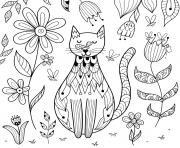 Coloriage chat mandala zentangle difficile dessin