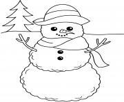 adorable bonhomme de neige dessin à colorier