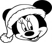 Minnie face with christmas hat dessin à colorier