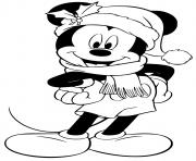Mickey wearing santa hat dessin à colorier