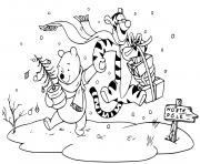 Pooh Tigger off to the north pole dessin à colorier