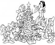 Snow White seven dwarfs tree dessin à colorier