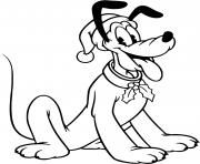 Pluto wearing hat and festive collar dessin à colorier