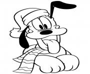Pluto wearing hat scarf dessin à colorier
